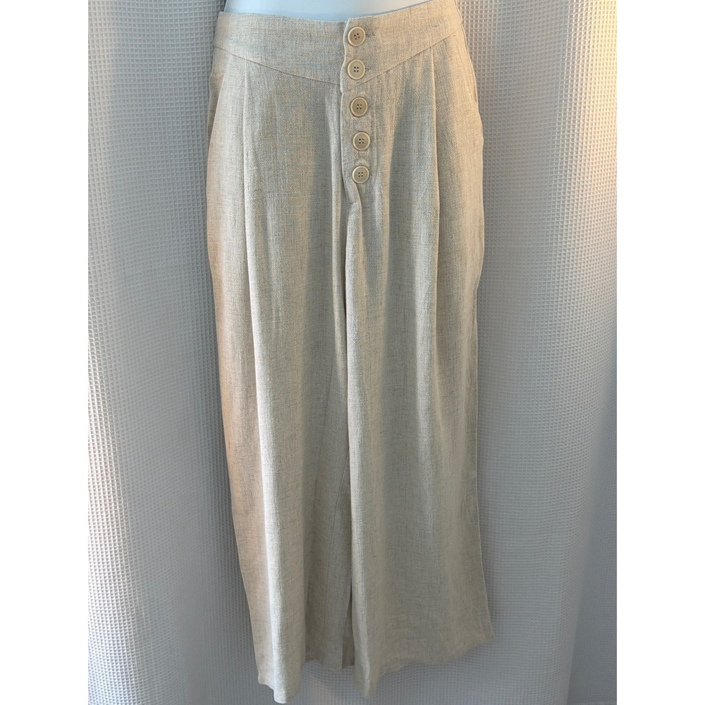 Gentle Fawn Caesar Wide Leg Pants Linen Cotton Blend Beige GF2003-7229 XS NEW